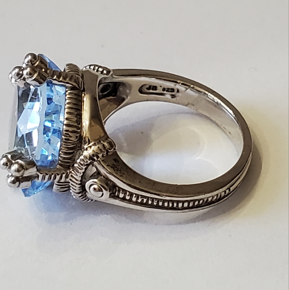 Judith Ripka Blue Topaz & Sterling Ring, Sz 7 - Picture 4 of 7
